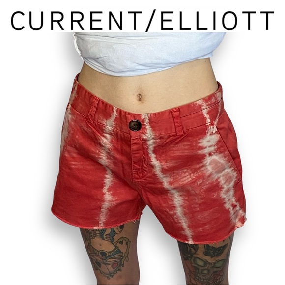 Current/Elliot Red Spark The Smart Short Tie Dye Shorts Tag 25 Waist 31” (WB-1) - Picture 5 of 9